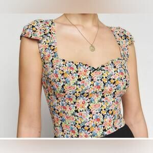 Reformation Kinsley Short Sleeve Top Floral Trix Size 4